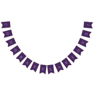 Modern Purple & White Congratulations Bunting