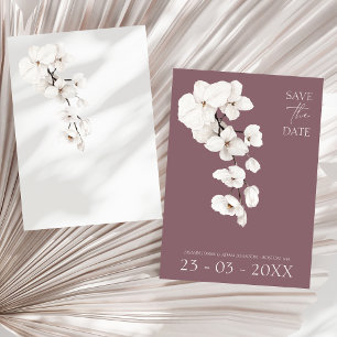 Modern Purple White Orchids Flowers Wedding Save The Date