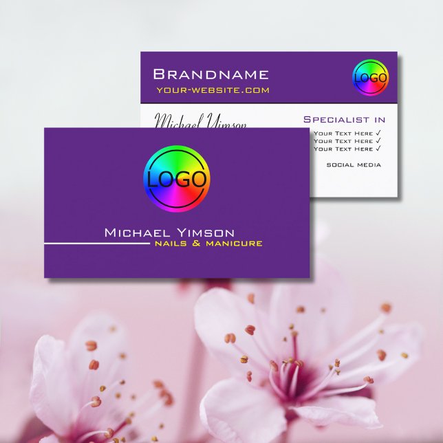 Modern Purple White Simple with Logo Professional Business Card (Creator Uploaded)