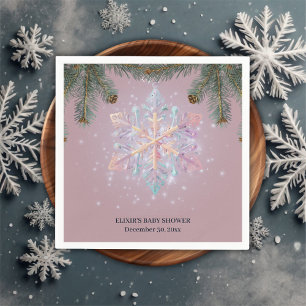 Modern Purple Winter Snowflakes Cute Baby Shower Napkin