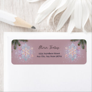 Modern Purple Winter Snowflakes Cute Baby Shower Return Address Label