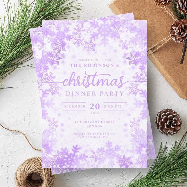 Modern Purple Winter Wonderland Christmas  Invitation (Modern Purple Winter Wonderland Christmas Invitation)