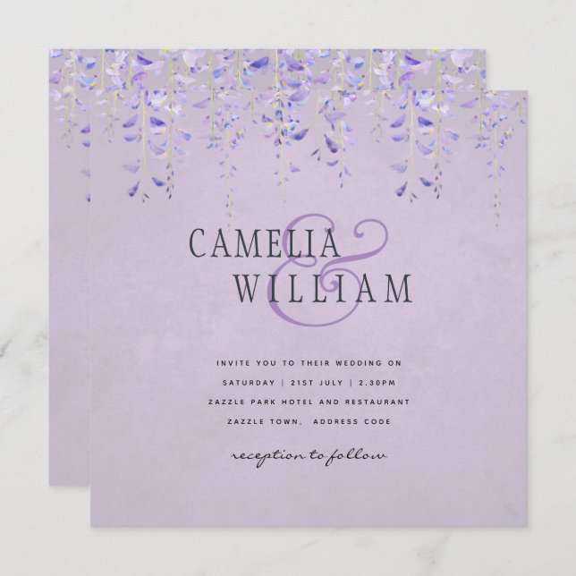 Modern Purple Wisteria Lace Wedding (Front/Back)