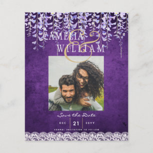 Modern Purple Wisteria Lace Wedding Flyer