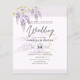 Modern Purple Wisteria Lace Wedding Invite Flyer