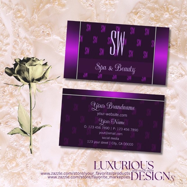 Modern Purple with Monogram Professional Stylish Business Card (Creator Uploaded)
