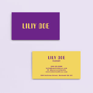 Modern Purple & Yellow Mustard Typography Font Business Card