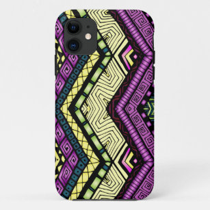 Modern Purple Yellow Tribal Pattern Case-Mate iPhone Case