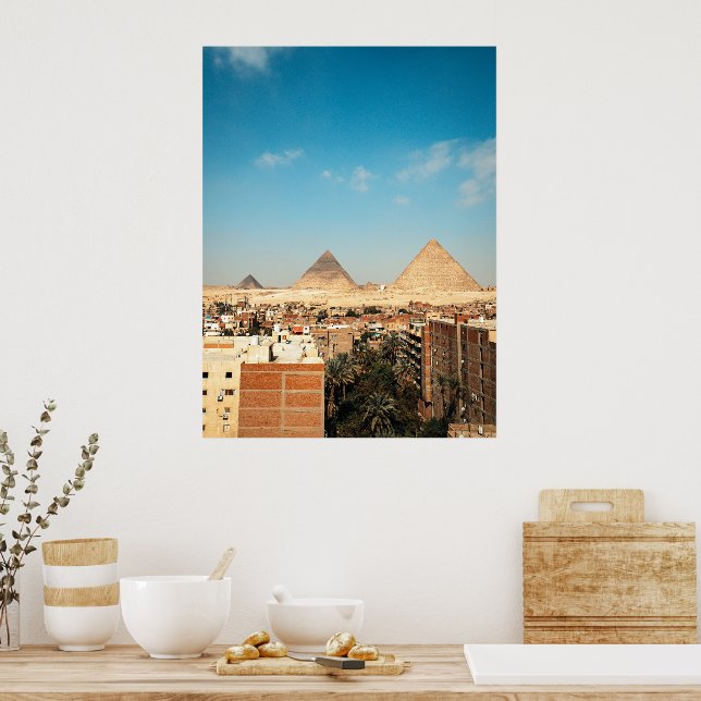 Modern Pyramids of Giza Downtown Egypt Poster (Kitchen)