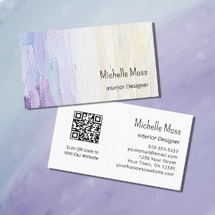 Modern QR code Abstract Purple Interior Designer Business Card
