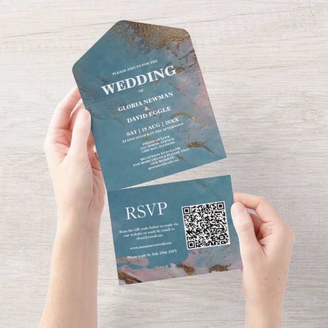 Modern QR Code All In One Invitation (Tearaway)
