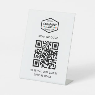 Modern QR Code and Business Logo Digital Pedestal Sign