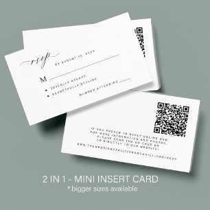 Modern QR code and classic wedding response RSVP Enclosure Card