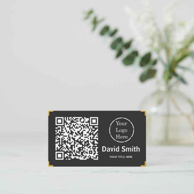 Modern QR code and Logo Business Card (Standing Front)