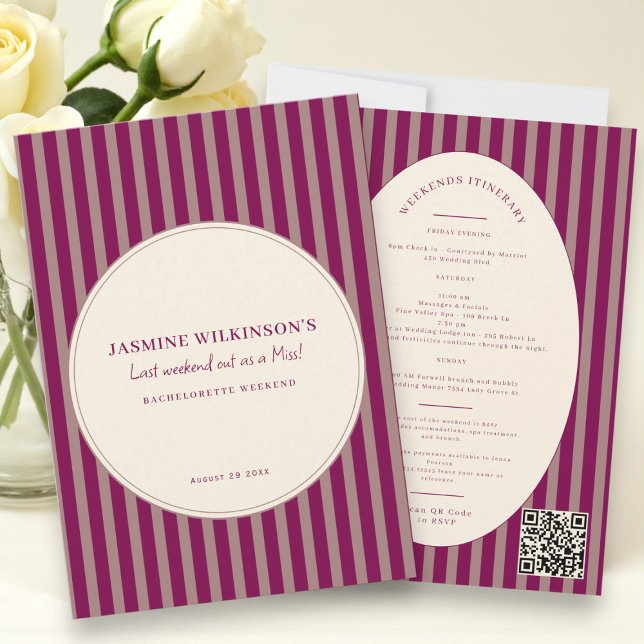 Modern QR code Bachelorette Weekend Itinerary Invitation (Creator Uploaded)