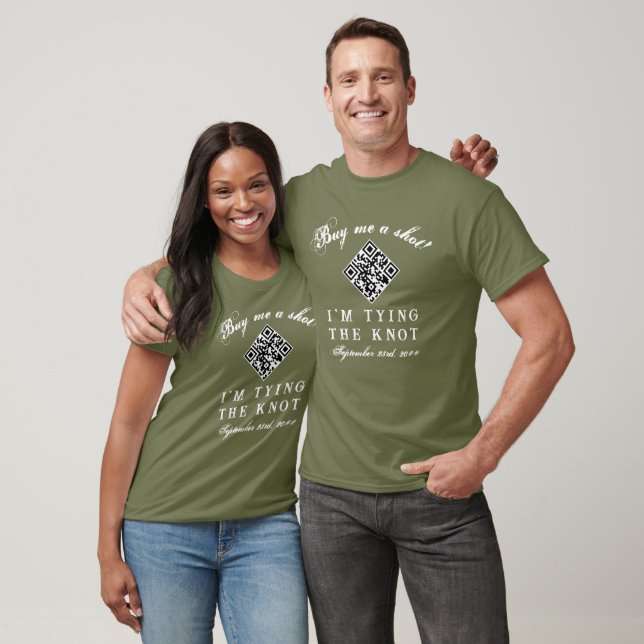 Modern QR Code Bride Groom Bachelor Bachelorette T-Shirt (Unisex)