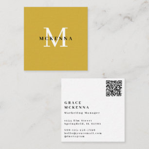 Modern QR Code Business Card Gold and White