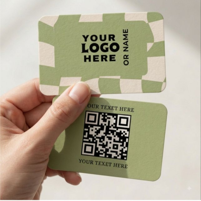 Modern QR Code Business Card | Minimalist Green Ch (Creator Uploaded)