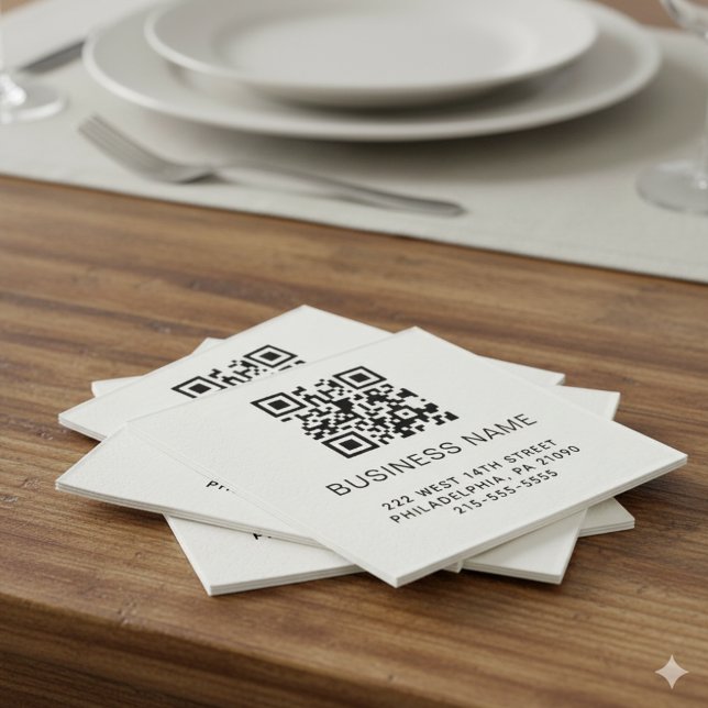 Modern QR Code Business Name or Logo Napkin (Creator Uploaded)