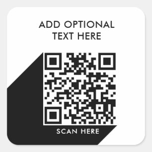 Modern QR Code   Business Name Square Sticker