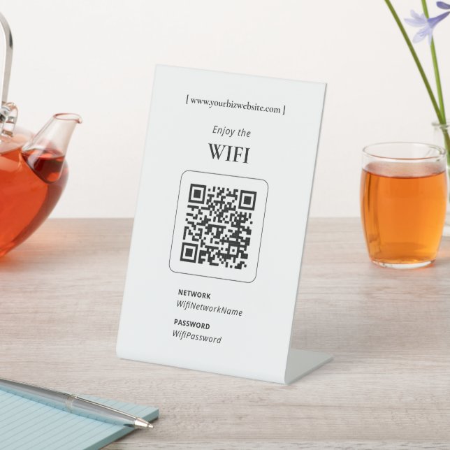 Modern QR code Business Wifi Sharing Pedestal Sign (In SItu)