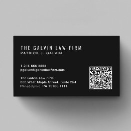 Modern QR Code Company Employee Black Business Card