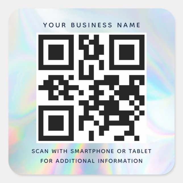 Modern QR Code Contactless Business Square Sticker (Front)