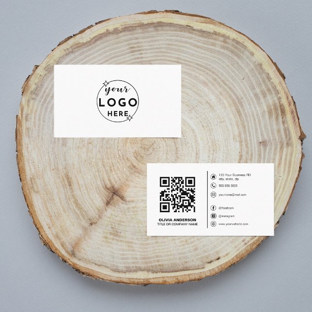 Modern QR Code Custom Logo & Social Media Icons  Business Card (Creator Uploaded)