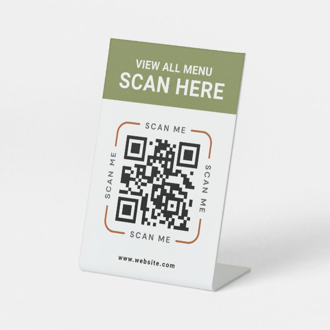 Modern QR Code  | Digital Menu Tabletop Sign (Front)