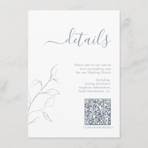 Modern QR Code Dusty Blue Wedding Details Enclosure Card
