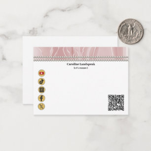 Modern QR Code Dusty Rose Silk Pearls Social Media Card