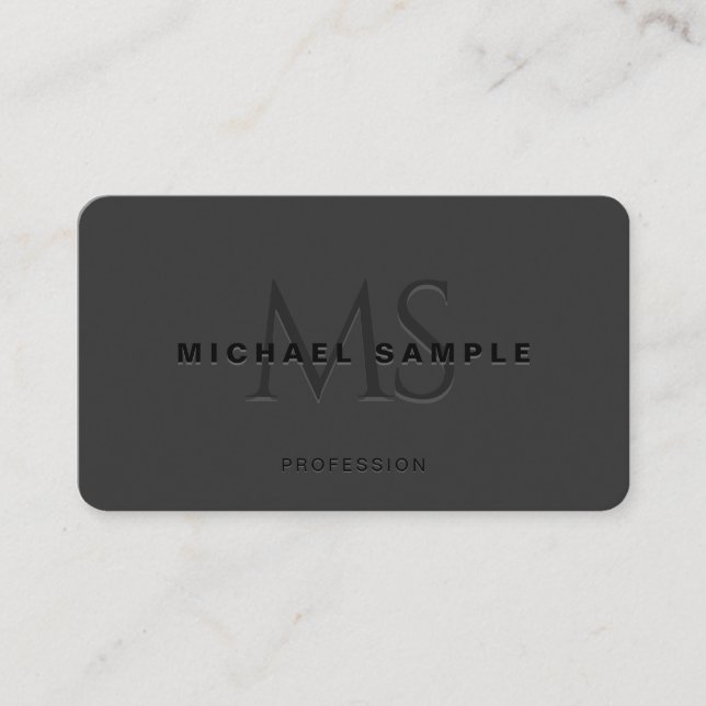 Modern QR Code Elegant Black Monogram Initial Business Card (Front)