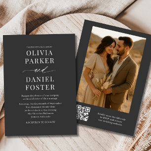 Modern QR Code Elegant Photo Wedding Invitation