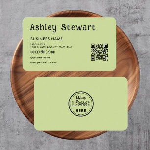 Modern Qr Code Facebook Instagram Logo Lime Green Business Card
