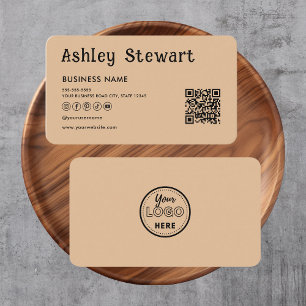 Modern Qr Code Facebook Instagram Logo Rustic Business Card