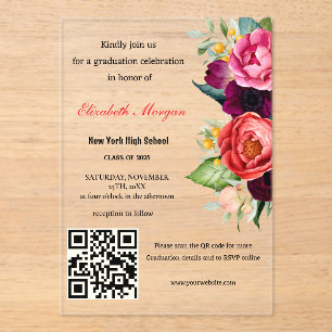 Modern QR Code Graduation 2025 Acrylic Invitations