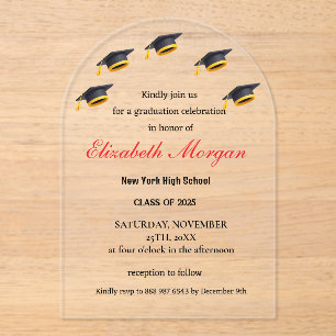 Modern QR Code Graduation 2025 Acrylic Invitations