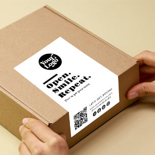 Modern QR Code Logo Packaging White Box Seal Label