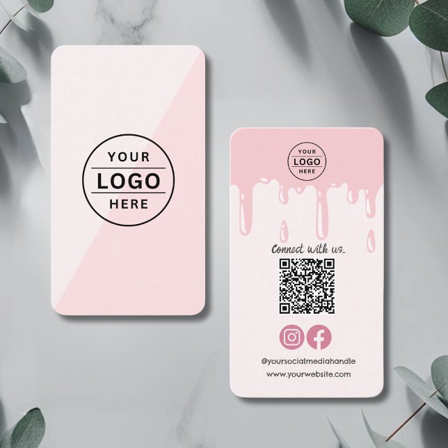 Modern QR Code Logo Pink Bakery Business Card (Creator Uploaded)