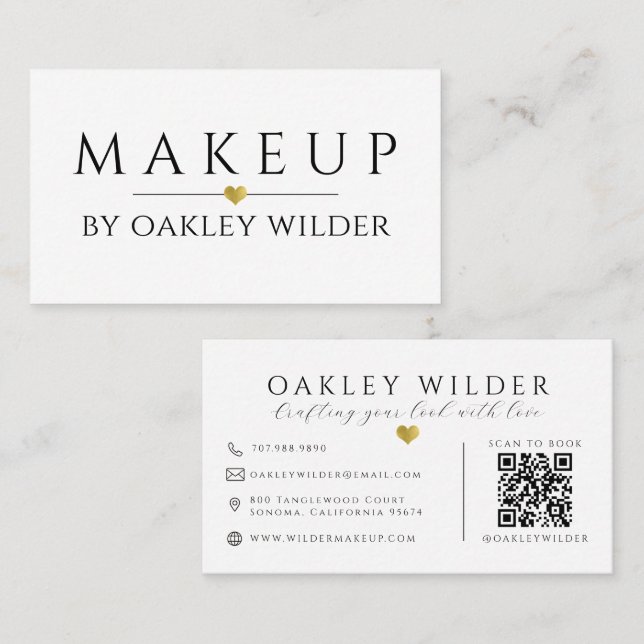 Modern QR Code Makeup Artist Business Card (Front/Back)