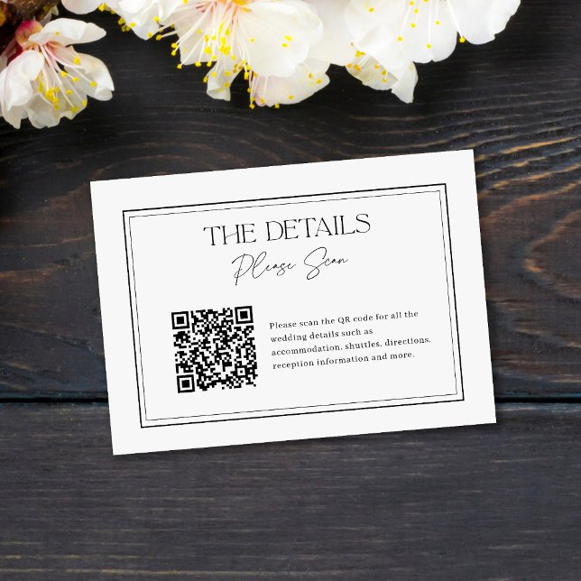Modern QR Code Minimalist Black & White Wedding Enclosure Card (Creator Uploaded)