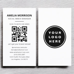 Modern QR Code Minimalist Professional Logo Business Card