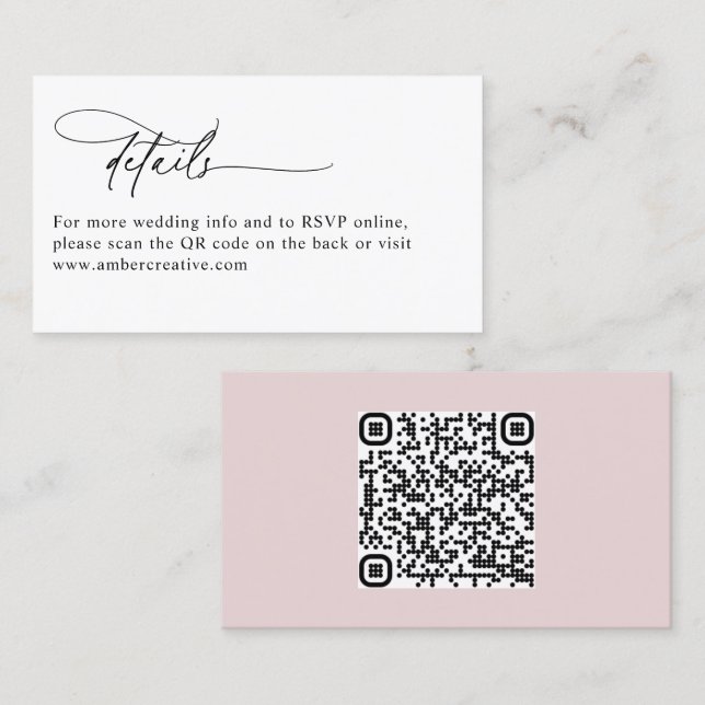 Modern QR Code Minimalist Wedding Enclosure Card (Front/Back)