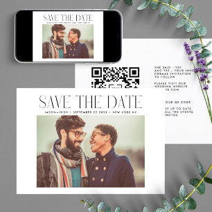 MODERN   QR Code Modern Simple Photo Border Save The Date