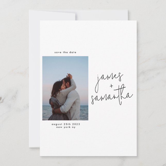 Modern Qr Code Multi Photo Custom Save The Date Invitation (Front)