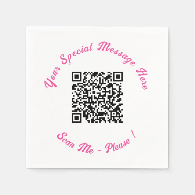 Modern QR Code Napkins with Your Special Text (Front)