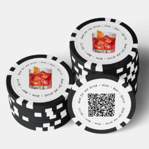 Modern QR Code Negroni Drink Voucher Poker Chips