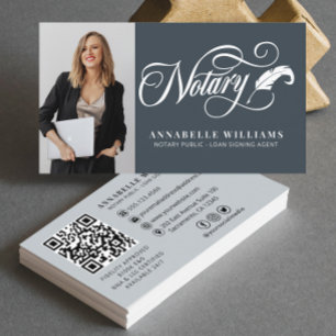 Modern QR Code Notary Photo  Business Card