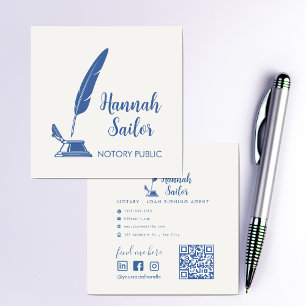 Modern QR Code Notary Public Loan Signing Agent Square Business Card