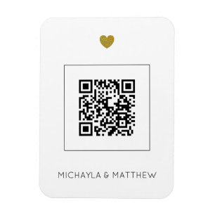 Modern QR Code on White Wedding  Invitation  Magnet